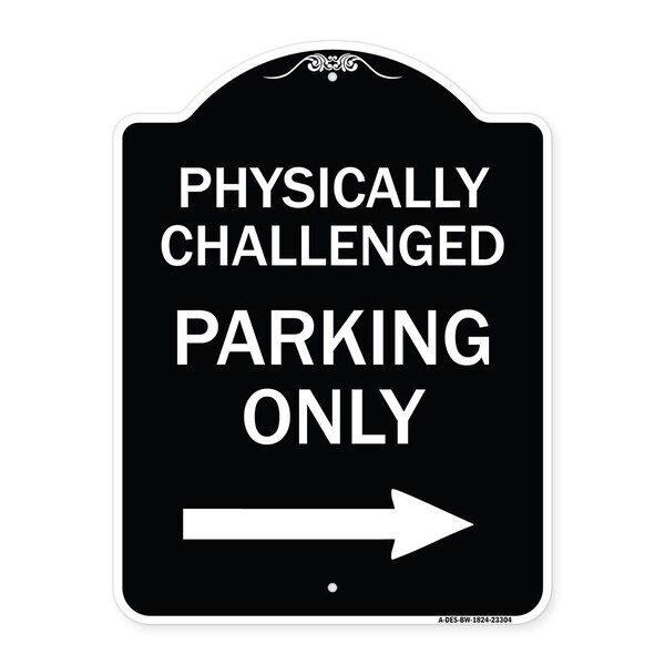 Signmission Physically Challenged Parking W/ Left Arrow Heavy-Gauge Aluminum Sign, 24" x 18", BW-1824-23304 A-DES-BW-1824-23304 - main